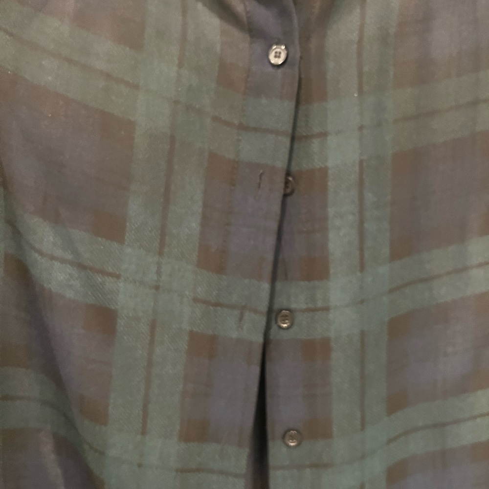 LORD & TAYLOR Sheer Plaid Green & Blue Blouse Top Women Sz Small Office - Picture 5 of 9